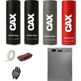 CAXCOLORS Inox Beyaz Eşya Dönüşüm Sprey Boya 400 ml Sıvıya Dayanıklı (Buzdolabı-Çamaşır Makinesi-Klima Vb) - İNOX BOYA SETİ