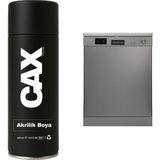 CAXCOLORS Inox Beyaz Eşya Dönüşüm Sprey Boya 400 ml Sıvıya Dayanıklı (Buzdolabı-Çamaşır Makinesi-Klima Vb) - İNOX