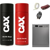 CAXCOLORS Inox Beyaz Eşya Dönüşüm Sprey Boya 400 ml Sıvıya Dayanıklı (Buzdolabı-Çamaşır Makinesi-Klima Vb) - VERNİKLİ İNOX