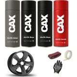 CAXCOLORS Mat Siyah Araba Jant Sprey Akrilik Özel Yapım Sprey Boya Seti 400 ml Bant-Zımpara-Eldiven - MAT SİYAH