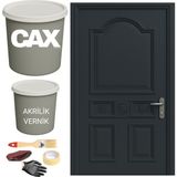 CAXCOLORS Metal-Çelik-Döküm Vernikli Kapı Akrilik Boya Seti 1 LİTRE+500ML Akrilik Koruma ve Parlaklık Verniği - ANTRASİT GRİ