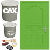 CAXCOLORS Metal-Çelik-Döküm Vernikli Kapı Akrilik Boya Seti 1 LİTRE+500ML Akrilik Koruma ve Parlaklık Verniği - FISTIK YEŞİL