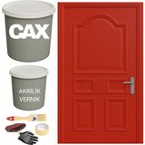 CAXCOLORS Metal-Çelik-Döküm Vernikli Kapı Akrilik Boya Seti 1 LİTRE+500ML Akrilik Koruma ve Parlaklık Verniği - KİREMİT