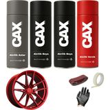 CAXCOLORS Metalik Kırmızı Araba Jant Sprey Akrilik Özel Yapım Sprey Boya Seti 400 ml Bant-Zımpara-Eldiven - METALİK KIRMIZI