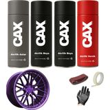CAXCOLORS Metalik Mor Araba-Motor Jant Sprey Akrilik Özel Yapım Sprey Boya Seti 400 ml Bant-Zımpara-Eldiven - METALİK MOR