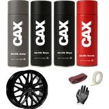 CAXCOLORS Metalik Siyah Araba Jant Sprey Akrilik Özel Yapım Sprey Boya Seti 400 ml Bant-Zımpara-Eldiven - METALİK SİYAH