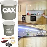 CAXCOLORS Mutfak-Banyo-Fayans Dönüşüm Boya Seti 1 Litre Sıvıya Dayanıklı + Boya Koruma Verniği 500 ml - DÖNÜŞÜM KREM