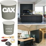 CAXCOLORS Mutfak-Banyo-Fayans Dönüşüm Boya Seti 1 Litre Sıvıya Dayanıklı + Boya Koruma Verniği 500 ml - DÖNÜŞÜM MAT SİYAH