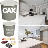 CAXCOLORS Mutfak-Banyo-Fayans Dönüşüm Boya Seti 1 Litre Sıvıya Dayanıklı + Boya Koruma Verniği 500 ml - DÖNÜŞÜM PARLAK BEYAZ