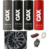CAXCOLORS Parlak Siyah Araba Jant Sprey Akrilik Özel Yapım Sprey Boya Seti 400 ml Bant-Zımpara-Eldiven - PARLAK SİYAH