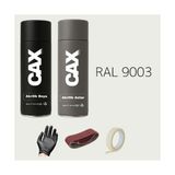 CAXCOLORS Sprey+Astar Premium Özel Yapım Akrilik Sprey Boya Seti 400 ml (Araba-Metal-Plastik-Ahşap) - BEYAZ RAL-9003