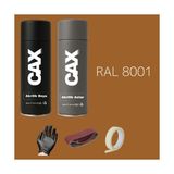 CAXCOLORS Sprey+Astar Premium Özel Yapım Akrilik Sprey Boya Seti 400 ml (Araba-Metal-Plastik-Ahşap) - KAHVERENGİ RAL-8001