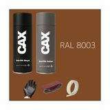 CAXCOLORS Sprey+Astar Premium Özel Yapım Akrilik Sprey Boya Seti 400 ml (Araba-Metal-Plastik-Ahşap) - KAHVERENGİ RAL-8003