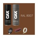CAXCOLORS Sprey+Astar Premium Özel Yapım Akrilik Sprey Boya Seti 400 ml (Araba-Metal-Plastik-Ahşap) - KAHVERENGİ RAL-8007