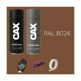 CAXCOLORS Sprey+Astar Premium Özel Yapım Akrilik Sprey Boya Seti 400 ml (Araba-Metal-Plastik-Ahşap) - KAHVERENGİ RAL-8024