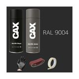 CAXCOLORS Sprey+Astar Premium Özel Yapım Akrilik Sprey Boya Seti 400 ml (Araba-Metal-Plastik-Ahşap) - MAT SİYAH RAL-9004