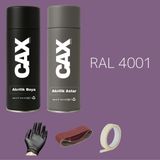 CAXCOLORS Sprey+Astar Premium Özel Yapım Akrilik Sprey Boya Seti 400 ml (Araba-Metal-Plastik-Ahşap) - MOR RAL-4001