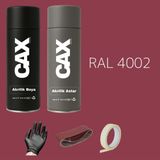 CAXCOLORS Sprey+Astar Premium Özel Yapım Akrilik Sprey Boya Seti 400 ml (Araba-Metal-Plastik-Ahşap) - MOR RAL-4002