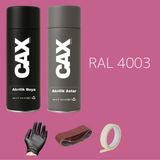 CAXCOLORS Sprey+Astar Premium Özel Yapım Akrilik Sprey Boya Seti 400 ml (Araba-Metal-Plastik-Ahşap) - MOR RAL-4003
