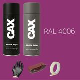 CAXCOLORS Sprey+Astar Premium Özel Yapım Akrilik Sprey Boya Seti 400 ml (Araba-Metal-Plastik-Ahşap) - MOR RAL-4006