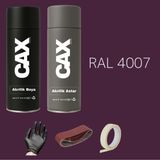 CAXCOLORS Sprey+Astar Premium Özel Yapım Akrilik Sprey Boya Seti 400 ml (Araba-Metal-Plastik-Ahşap) - MOR RAL-4007
