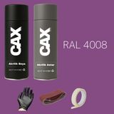 CAXCOLORS Sprey+Astar Premium Özel Yapım Akrilik Sprey Boya Seti 400 ml (Araba-Metal-Plastik-Ahşap) - MOR RAL-4008