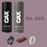 CAXCOLORS Sprey+Astar Premium Özel Yapım Akrilik Sprey Boya Seti 400 ml (Araba-Metal-Plastik-Ahşap) - MOR RAL-4009