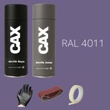 CAXCOLORS Sprey+Astar Premium Özel Yapım Akrilik Sprey Boya Seti 400 ml (Araba-Metal-Plastik-Ahşap) - MOR RAL-4011