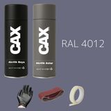 CAXCOLORS Sprey+Astar Premium Özel Yapım Akrilik Sprey Boya Seti 400 ml (Araba-Metal-Plastik-Ahşap) - MOR RAL-4012