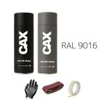 CAXCOLORS Sprey+Astar Premium Özel Yapım Akrilik Sprey Boya Seti 400 ml (Araba-Metal-Plastik-Ahşap) - PARLAK BEYAZ RAL-9016