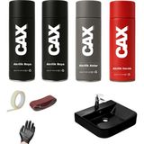 CAXCOLORS Suya Dayanıklı Parlak Beyaz Lavabo-Fayans-Evye Sprey Boya Seti 400 ml - MAT SİYAH