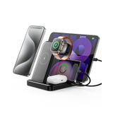 Caxdon 5'i 1 Arada Şarj İstasyonu, iPhone 15 Pro/15 Pro Max/15, iPad Pro/Air/Mini, Apple Watch 9/Ultra 2, iPad Şarj İstasyonu, Apple Çoklu Cihazlar için Kablosuz Şarj Yuvası (G805, Siyah)
