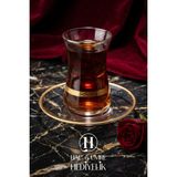Çay Bardağı Takımı | 6 Kişilik Çay Takımı | Bilezik Desenli Altın ve Gümüş Varaklı Lüks Çay Takımı | Lüks Çay Bardak Seti
