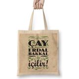 Çay Erdal Bakkalda Içilir Erdal Bakkal Bez Çanta Uzun Saplı - Açık Bej - 40 X 40