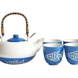 Çay fincanı seti çay seti çaydanlık seti 5 parça çay seti balık desenli sır tarzı çaydanlık servisi çaydanlık çay su ısıtıcıları 4 yetişkin ev dekor çay fincanı kahve fincanı seti çaydanlık seti