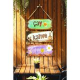 Çay Kahve Mola 3'lü Ipli Mdf Tablo Seti, Ev, Mutfak Cafe, Restoran Ahşap Duvar Süslemesi - 24 x 49 - Ahşap - Ceviz