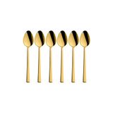 Çay Kaşık Seti, Gold Renk, 6 Parça Çay Kaşığı Seti, Paslanmaz Çelik, Metalik Gold, 11 cm, 70g, Elle Yıkanmalı