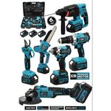Çaycup 21V 2.0AH Kömürsüz Darbeli 6'lı Set Matkap+Hilti+Taşlama+Somun Sıkma+Makas+Testere Assurrr