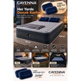 cayenna Elektrikli Queen Fiber-Tech Şişme Yatak 152x203x46 cm – Dahili Elektrikli Pompalı + 2 Yastık Hediyeli