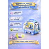 cayenna Oyuncak Taşıma Çantalı Kedi Seti Sesli ve Hareketli Kuyruklu 6 Parça Bakım Oyuncağı