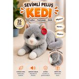 cayenna Pilli Sesli Peluş Kedi Oyuncak 35 cm – Gerçekçi Miyavlayan Yumuşak Dokulu Çocuk Oyuncağı