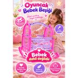 cayenna Sallanabilir Oyuncak Bebek Beşiği – Pembe Lila Renkli, Kolay Kurulumlu Çocuk Oyun Beşiği