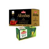 Çaykur Altınbaş Demlik Poşet Siyah Çay 40'lı ve Herdem Yeşil Çay 25'li | 2'li Paket