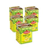 Çaykur Burcum Yeşil Döküm Çay Teneke Kutu 100 gr 5'li Paket | Karadeniz Çay Filizi