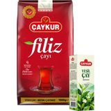 Çaykur Filiz 1kg Dökme Çay ve Cam Şişe Yeşil Çay Kolonyası Seti - 400 gr