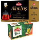 Çaykur Herdem Elmalı Yeşil Çay ve Altınbaş 40'lı Demlik Poşet Çay Paketi