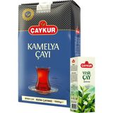Çaykur Kamelya 1kg Dökme Çay ve Cam Şişe Yeşil Çay Kolonyası Seti - 400 gr