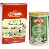 Çaykur Organik Siyah Hemşin Çayı 400 gr (Karton Kutu) + Çaykur Organik Zümrüt Yeşil Çay 125 gr