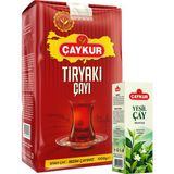 Çaykur Tiryaki 1kg Dökme Çay ve Cam Şişe Yeşil Çay Kolonyası Seti - 400 gr
