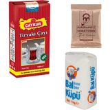 Çaykur Tiryaki Çayı 1 Kg+Mehmet Efendi Türk Kahves, 100 Gram Paket 1 Adet+1 kg Balküpü Kristal Toz Şeker